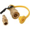 imageFlame King 14quot RV Propane Quick Connect Adapter for Propane Hose 14quot Quick Connect or Disconnect Kit  Shutoff Valve ampamp Full Flow Plug  100 Solid Brass