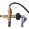 imageFlame King 4 Port Brass Tee Propane Adapter POL Inlet 14 Inverted Female Flare Inlet QCC Outlet CGA600 Outlet RVCOMBO1