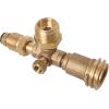 imageFlame King 4 Port Brass Tee Propane Adapter POL Inlet 14 Inverted Female Flare Inlet QCC Outlet CGA600 Outlet RVCOMBO1