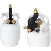 imageFlame King FKDTMINI Mini 3Port Distribution Tree for Camping Connects 1lb Appliances to a Standard Propane Tank Perfect for Lanterns Stoves Heaters and Grills Black ampamp GoldMini Propane Distribution Tree