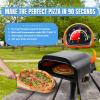 imageFlame King LEHAVA 14inch 360 Degree Rotating NonStick Pizza Stone Portable Outdoor Propane Pizza Oven Countertop with Cover Bag Piezo Auto Ignition for Camping Backyard and Tailgating