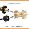 imageFlame King Propane Tank Adapter 20lb to 1lb Converter Hook Up Small Propane Cylinders when 20lb Ran Out Solid Brass