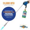 imageFlame King Propane Torch Weed Burner 24000 BTU  Empty Refillable 1LB Empty Propane Cylinder Tank  Reusable  Safe and Legal Refill Option  DOT Compliant  164 oz Green