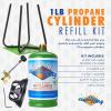 imageFlame King Propane Torch Weed Burner with Integrated Self Igniting Lighter  Refillable 1LB Empty Propane Cylinder Tank with Refill KitWeed Burner with Tank and Refill Kit
