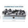 imageFlame King YSNHT600 2Burner Builtin RV Cooktop Propane Stove 7200 and 5200 BTU Burners SelfIgniting Cover Included Silver 185quot x 13quot x 45quot