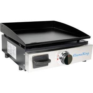 imageFlame King 17inch Flat Top Griddle for BBQ Grill wRegulator Propane Gas Griddle for RV Pullout Kitchen