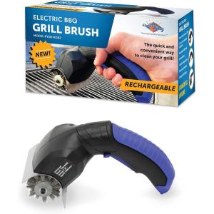 imageFlame King Electric BBQ Grill Brush Cordless and Rechargeable Stainless Steel BristlesBlackGrill Brush