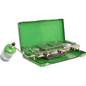 imageFlame King YSNBBQ136M 3Burner Portable Camping Stove Grill wToast Tray Great for Outdoor Cooking Backpacking Compatible with 1LB Propane Gas Bottle