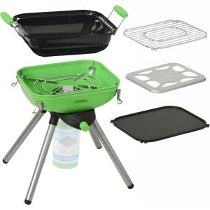 imageFlame King YSNVT301 MultiFunction Portable Propane BBQ Grill Camp Stove 8000 BTU 95 x 12 Inch Cooking Surface Light GreenBlack