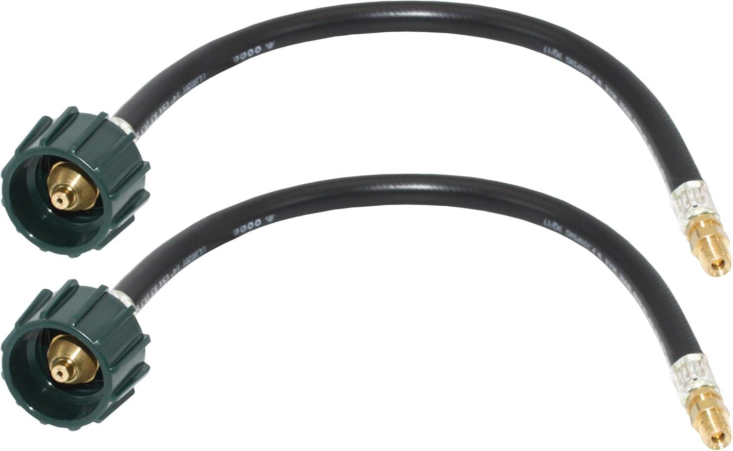 imageFlame King 15inch Pigtail Hose Connectors 14quot Male Inverted Flare for RV Van or Trailer Propane Tank 2Stage Auto Changeover Regulators BlackGreen15 inches 2pk