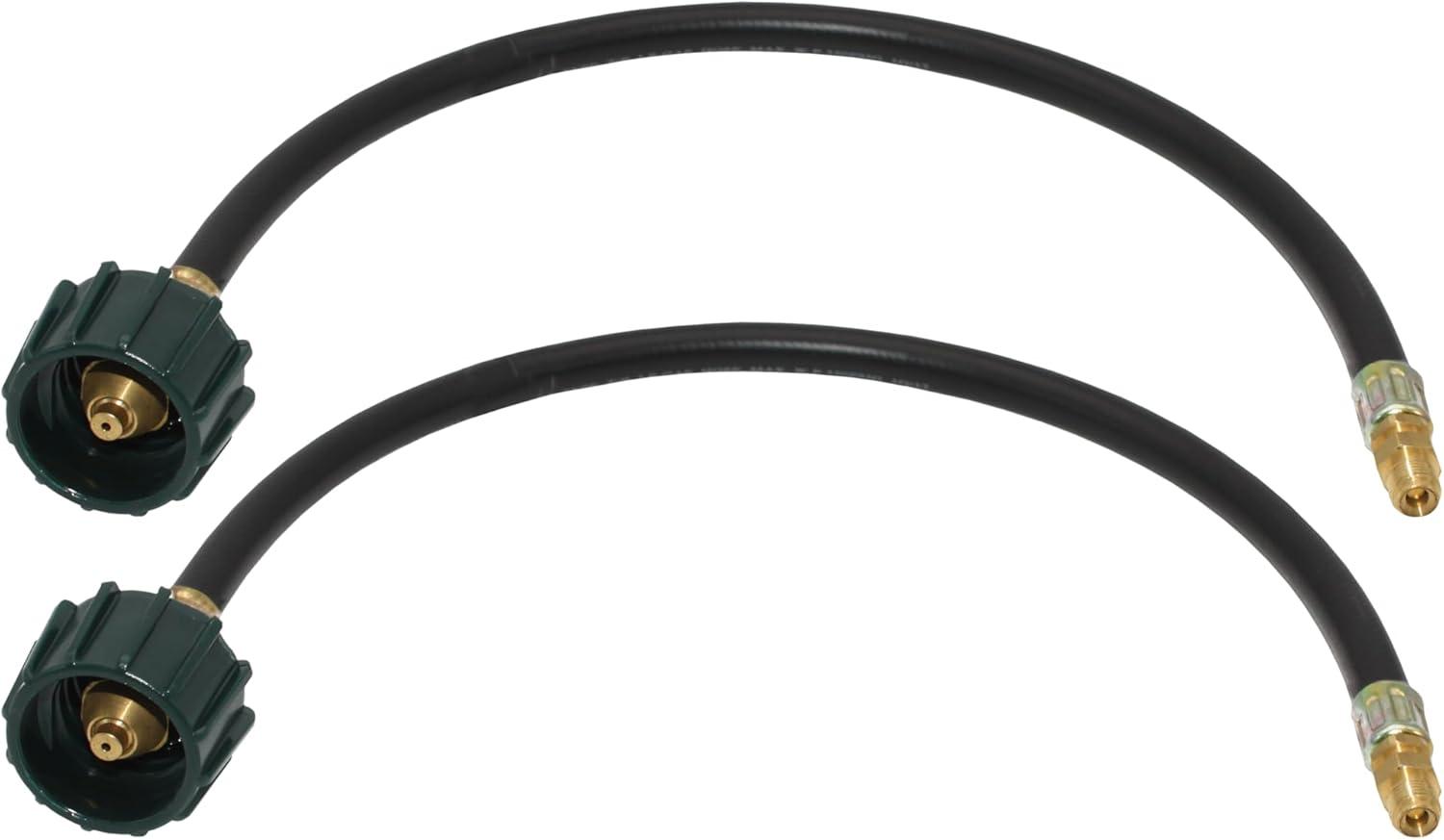 imageFlame King 15inch Pigtail Hose Connectors 14quot Male Inverted Flare for RV Van or Trailer Propane Tank 2Stage Auto Changeover Regulators BlackGreen18 inches 2pk