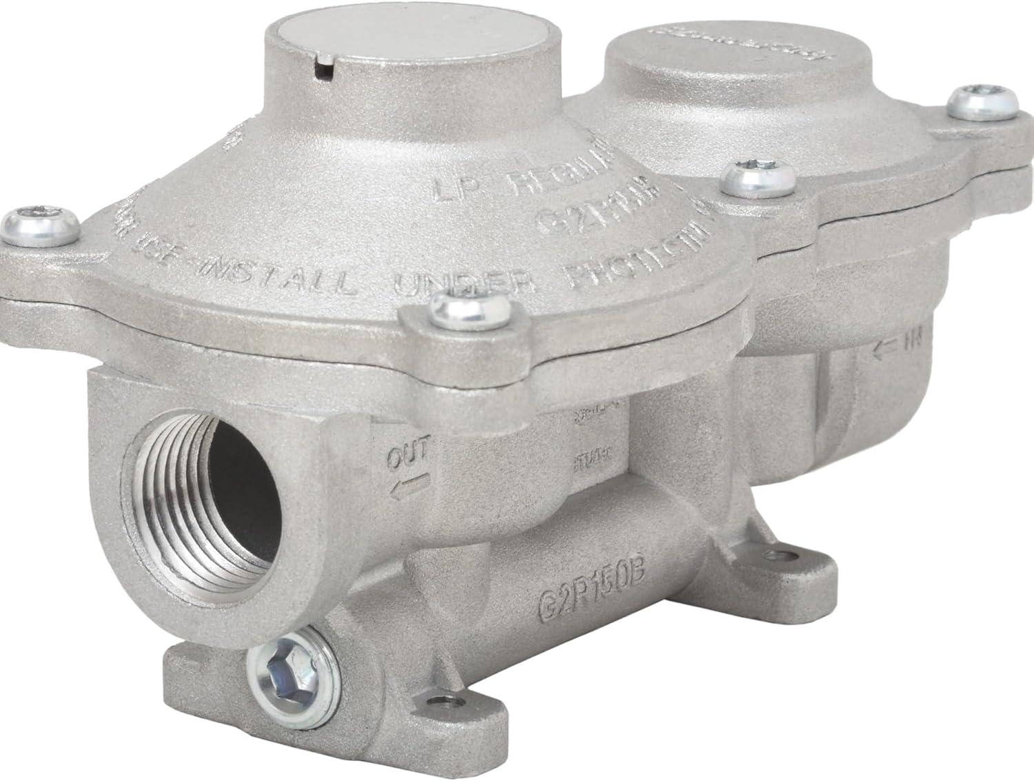 imageFlame King 160000 BTU Vertical Mounted 2Stage Propane LP Regulator for RVs Vans Trailers Campers 100LB Tanks ASME Tanks Generators160 000 BTU