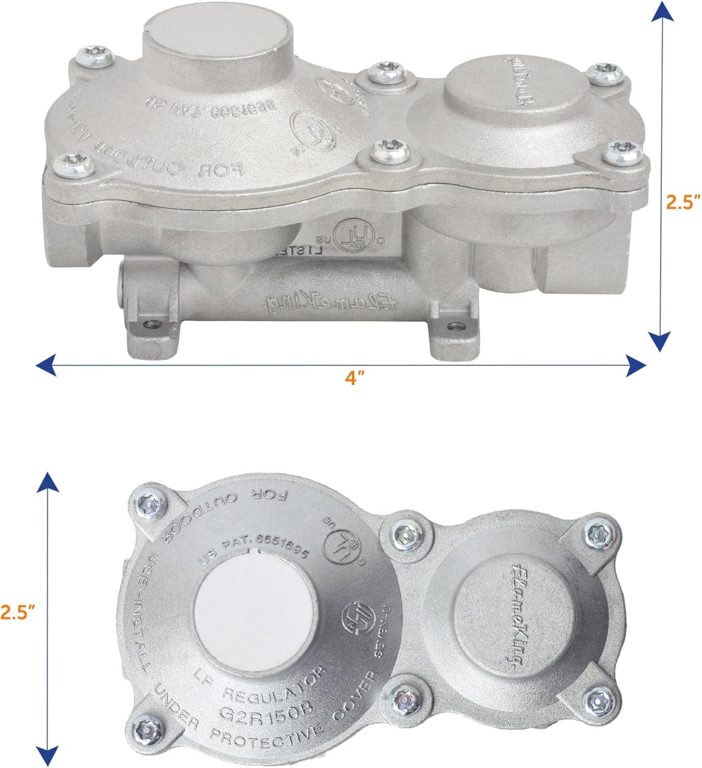 imageFlame King 160000 BTU Vertical Mounted 2Stage Propane LP Regulator for RVs Vans Trailers Campers 100LB Tanks ASME Tanks Generators160 000 BTU