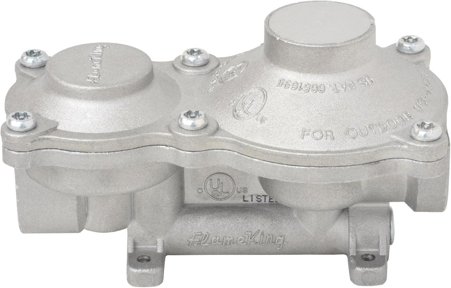 imageFlame King 160000 BTU Vertical Mounted 2Stage Propane LP Regulator for RVs Vans Trailers Campers 100LB Tanks ASME Tanks Generators160 000 BTU