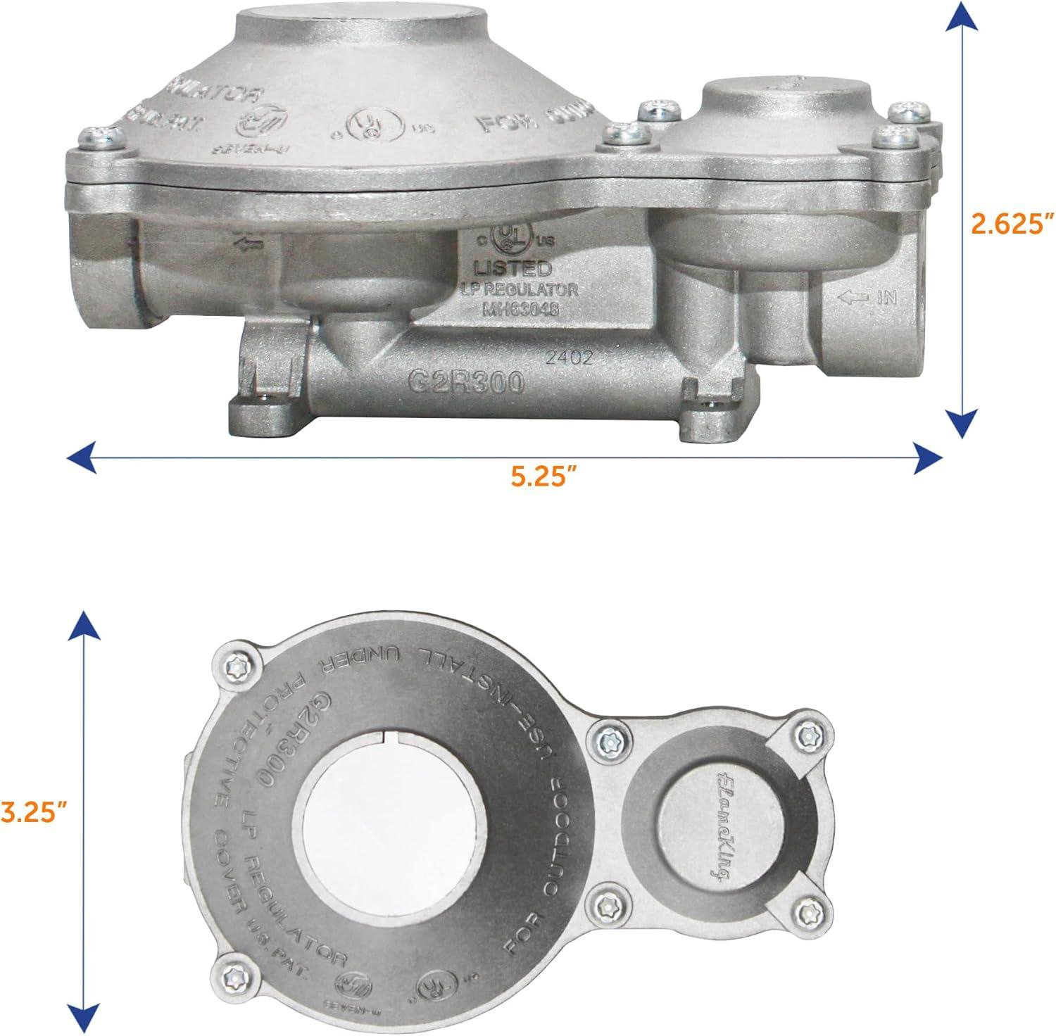 imageFlame King 160000 BTU Vertical Mounted 2Stage Propane LP Regulator for RVs Vans Trailers Campers 100LB Tanks ASME Tanks Generators300 000 BTU