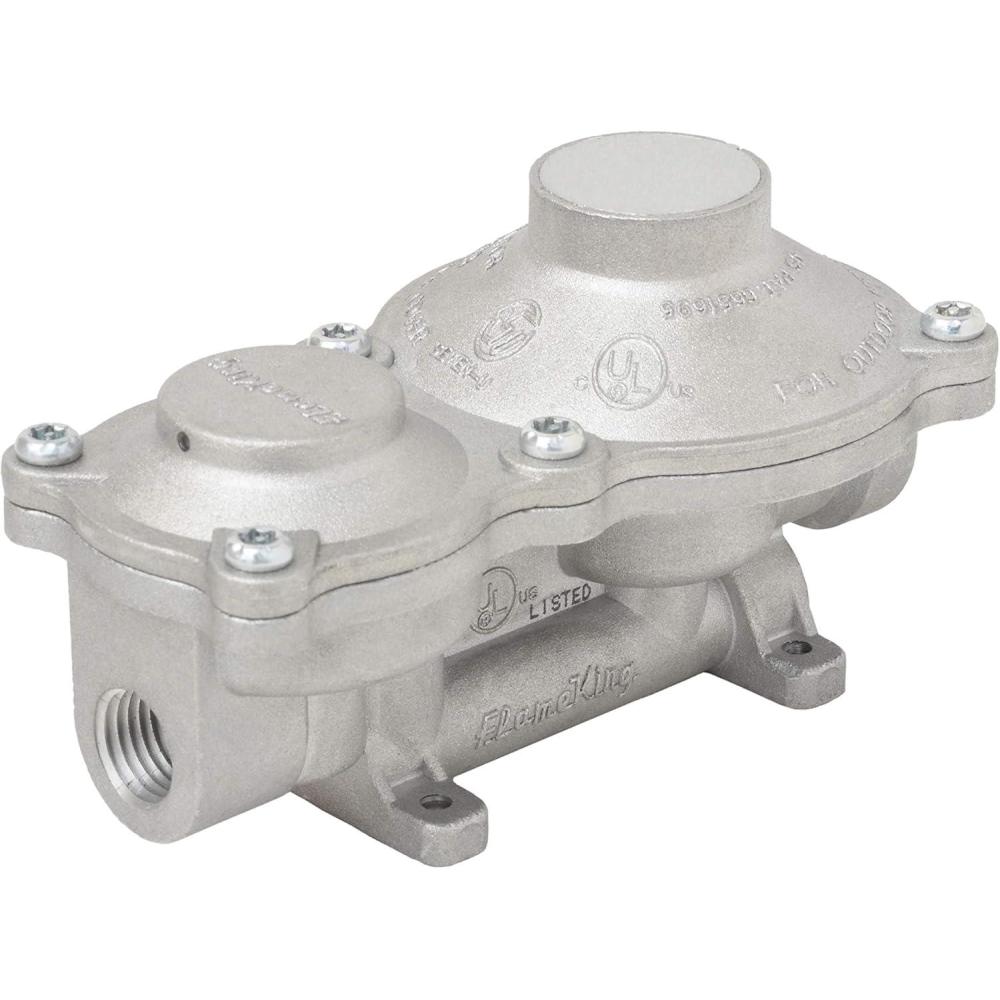 imageFlame King 160000 BTU Vertical Mounted 2Stage Propane LP Regulator for RVs Vans Trailers Campers 100LB Tanks ASME Tanks Generators160 000 BTU