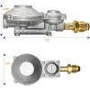 imageFlame King 300000 BTU Horizontal Mounted 2Stage Propane LP Regulator with POL for RVs Vans Trailers Campers 100LB Tanks ASME Tanks Generators300 000 BTU