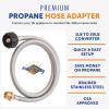 imageFlame King 5FT Steel Braided Hose 1 lb to 20 lb Propane Tank Adapter Connects Portable Appliances to Standard Propane Tanks with QCC1Type1 Tank