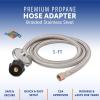 imageFlame King 5FT Universal QCC1 LowPressure Propane Regulator with Stainless Steel Braided Hose for Most LP Gas Grills Heaters and Fire Pit Tables 38quot Female Flare Nut