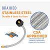 imageFlame King FKSSPT12INX2 14quot Male NPT Adapter Not Flare Stainless Steel Braided Propane Pigtail Hose 2Pack for RV Regulators SteelBlackBrass12 inches