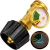 imageFlame King Propane Tank Gauge Level Indicator Gas Pressure Meter Color Coded ampamp Glows in The Dark Universal for All Cylinders Solid Brass 2PackPropane Tank Gauge 2pack