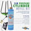 imageFlame King YSN1LBKT14 1LB Empty Propane Welding Cylinder Tank Kit and CGA600 Connection Reusable Safe ampamp Legal Refill Option DOT Compliant 141 oz Blue