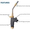 imageFlame King YSNAX1020a Propane Torch Head High Intensity MAX Heat Blow Torch Kit with Push Button Igniter for Professionals in Soldering Welding Brazing Searing