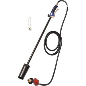 imageFlame King 100000 BTU Propane Torch Kit Heavy Duty Weed Burner 10FT Hose Regulator Assembly 40 inches Long