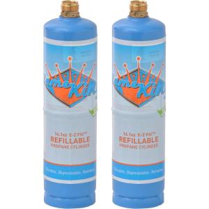 imageFlame King 1LB Empty Propane Welding Cylinder Tank Reusable ampamp Transportable  Safe and Legal Refill Option 141 oz Blue 2Pk