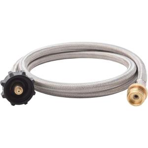 imageFlame King 5FT Steel Braided Hose 1 lb to 20 lb Propane Tank Adapter Connects Portable Appliances to Standard Propane Tanks with QCC1Type1 Tank