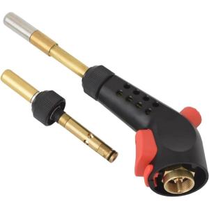 imageFlame King Propane Gas Blow Torch with Push Button Igniter ampamp 2 Interchangeable Heads great for Soldering Searing Brazing Welding