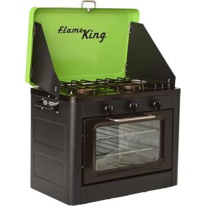imageFlame King YSNHT300 Portable Outdoor Propane Oven Stove Combo for Camping RV Tailgating Trailer GreenBlack
