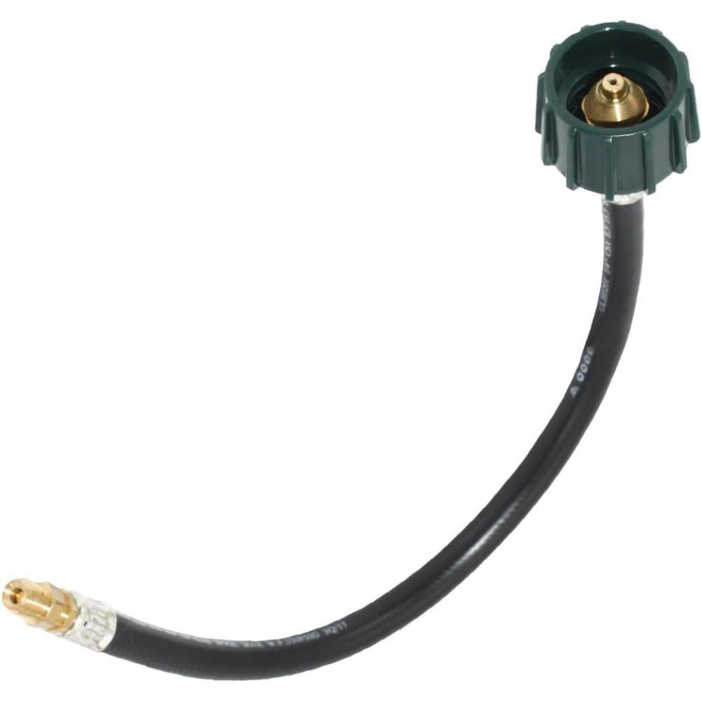 imageFlame King 15inch Pigtail Hose Connectors 14quot Male Inverted Flare for RV Van or Trailer Propane Tank 2Stage Auto Changeover Regulators BlackGreen15 inches
