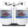 imageFlame King 2X 30LB Steel Propane Tank Cylinder with Type 1 OPD Valve  2Stage Auto Changeover LP Propane Gas Regulator  Dual RV Propane Tank Cylinder Rack