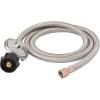 imageFlame King 5FT Universal QCC1 LowPressure Propane Regulator with Stainless Steel Braided Hose for Most LP Gas Grills Heaters and Fire Pit Tables 38quot Female Flare Nut