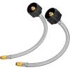imageFlame King FKSSPT12INX2 14quot Male NPT Adapter Not Flare Stainless Steel Braided Propane Pigtail Hose 2Pack for RV Regulators SteelBlackBrass12 inches