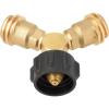 imageFlame King Propane Tank Y Splitter Adapter with Valves 2Way LP Gas Connector for 20lb Propane Tank Cylinders Works with BBQ Grills Camping Stoves Gas Burners Heaters