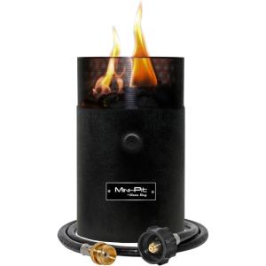 imageBundle of Flame King Mini Tabletop Fire Pit Dual Fuel Propane and Butane Smokeless Odorless Flame  4Feet Propane Adapter Hose Connects 1LB Appliance to 20LB Propane Tank
