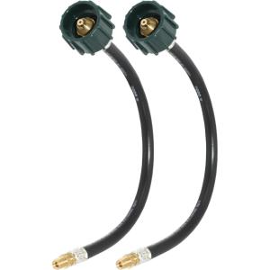 imageFlame King 15inch Pigtail Hose Connectors 14quot Male Inverted Flare for RV Van or Trailer Propane Tank 2Stage Auto Changeover Regulators BlackGreen15 inches 2pk