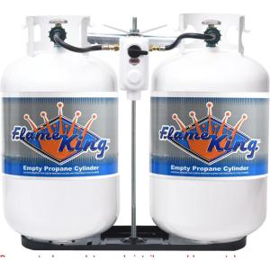 imageFlame King 2X 30LB Steel Propane Tank Cylinder with Type 1 OPD Valve  2Stage Auto Changeover LP Propane Gas Regulator  Dual RV Propane Tank Cylinder Rack
