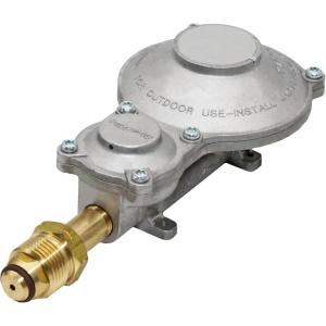 imageFlame King 300000 BTU Horizontal Mounted 2Stage Propane LP Regulator with POL for RVs Vans Trailers Campers 100LB Tanks ASME Tanks Generators300 000 BTU