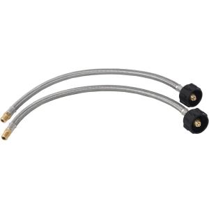 imageFlame King FKSSPT12INX2 14quot Male NPT Adapter Not Flare Stainless Steel Braided Propane Pigtail Hose 2Pack for RV Regulators SteelBlackBrass18 inches