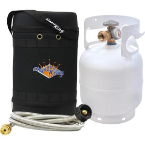 imageFlame King Gas Hauler Pro Kit  Insulated Protective Carry Case 5LB Propane Tank with Builtin Gauge and 5FT Adapter Hose for Camping and Outdoor Adventures