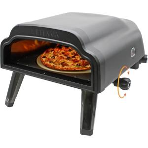 imageFlame King LEHAVA 14inch 360 Degree Rotating NonStick Pizza Stone Portable Outdoor Propane Pizza Oven Countertop with Cover Bag Piezo Auto Ignition for Camping Backyard and Tailgating