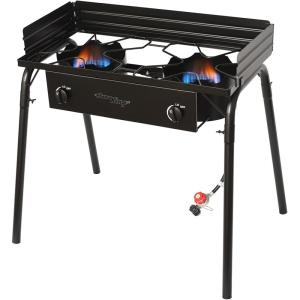 imageFlame King Outdoor Propane Double Dual Burner Stove 200K BTU Turkey FryerCamp Cooker Portable with Stand Great for Backyard Cooking Home Brewing ampamp Canning