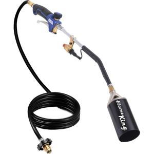 imageFlame King Propane Torch Kit Heavy Duty Weed Burner 340000 BTU with Battery Operated Igniter Self Igniting with 10Ft Hose Regulator Assembly340K BTU  Piezo Igniter