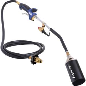 imageFlame King Propane Torch Kit Heavy Duty Weed Burner 340000 BTU with Piezo Igniter Self Igniting with 10ft Hose for Weed Burning Melting Ice and Snow and Roofing