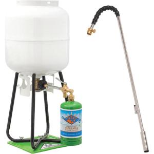 imageFlame King Propane Torch Weed Burner with Integrated Self Igniting Lighter  Refillable 1LB Empty Propane Cylinder Tank with Refill KitWeed Burner with Tank and Refill Kit