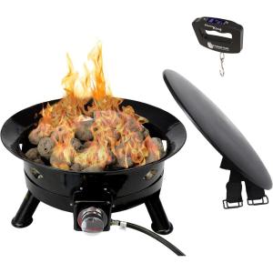 imageFlame King Smokeless Propane Fire Pit 24inch Portable Firebowl 58K BTU with Propane Grip Scale Self Igniter Cover ampamp Carry Straps for RV Camping ampamp Outdoor Living