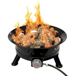 imageFlame King Smokeless Propane Fire Pit 24inch Portable Firebowl 58K BTU with Self Igniter Cover ampamp Carry Straps for RV Camping ampamp Outdoor Living24 inches